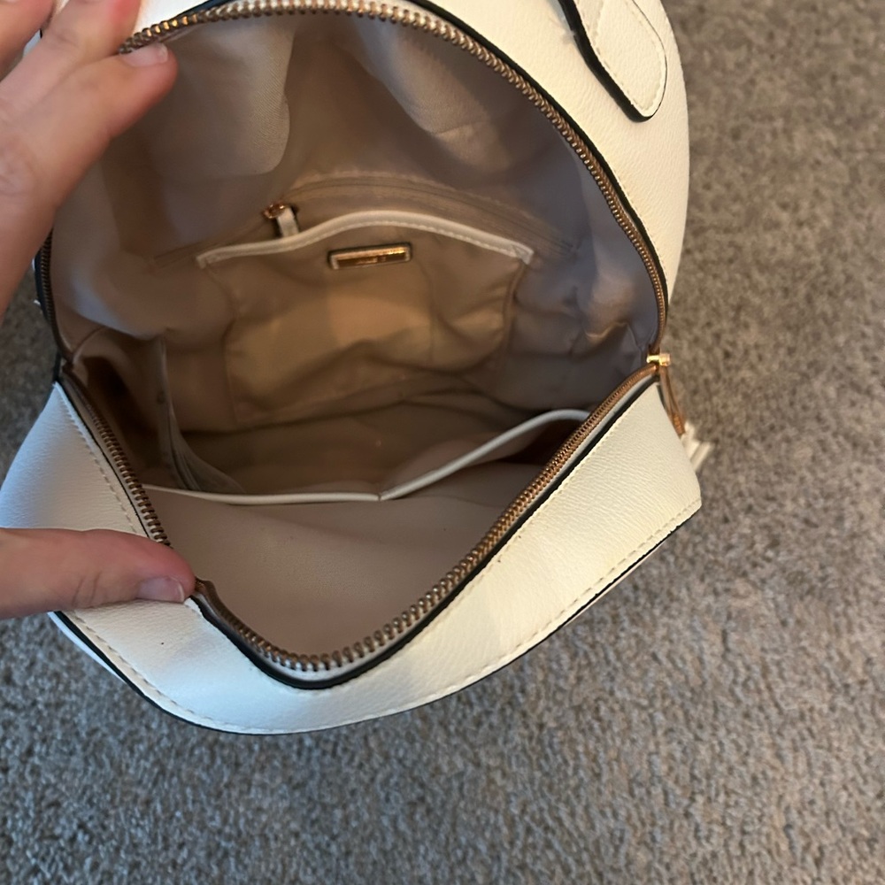 ALDO Structured Mini Backpack White Laser Cut Gold Hardware - Picture 3 of 5